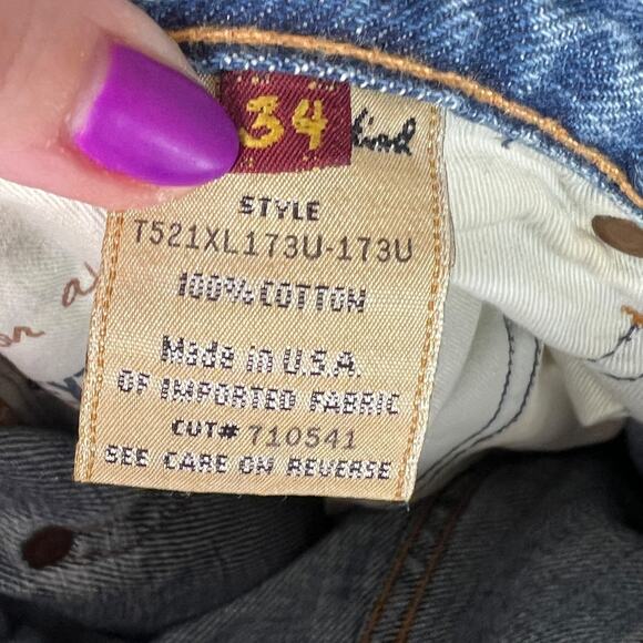 7 For All Mankind 7FAM Extra Long Relaxed Button Fly Denim Jeans Mens 34x30 - Picture 7 of 8